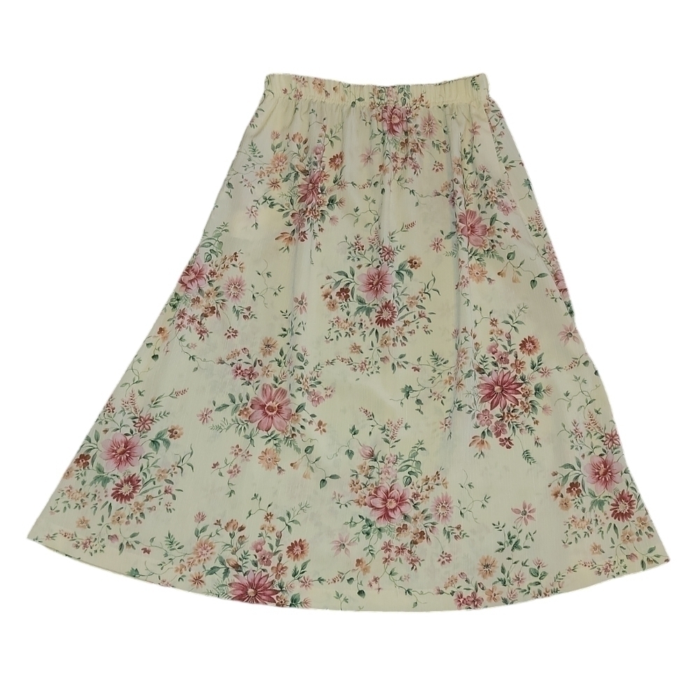 Bonworth size medium skirt yellow & pink floral pattern elastic waistband